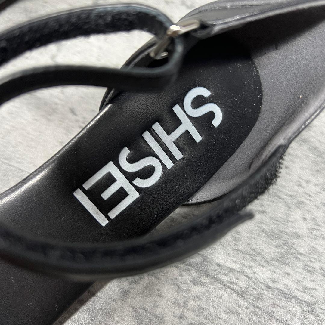 極美品【SHISEI】（36）パデッドサンダル アンクルストラップ ブラック