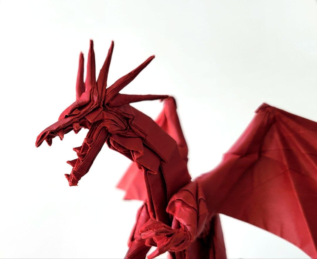 そらたん折り紙作品3点おまとめ( 銀ドラゴン・赤ドラゴン・金フェニックス)