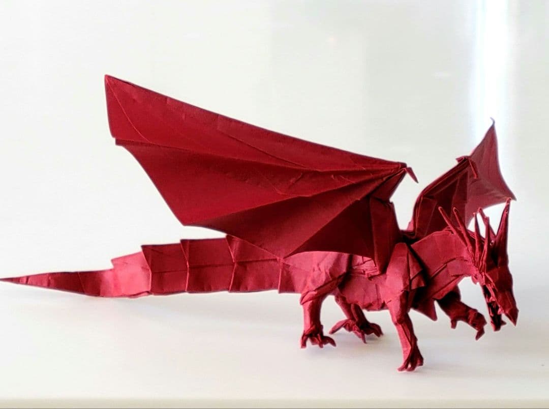 そらたん折り紙作品3点おまとめ( 銀ドラゴン・赤ドラゴン・金フェニックス)