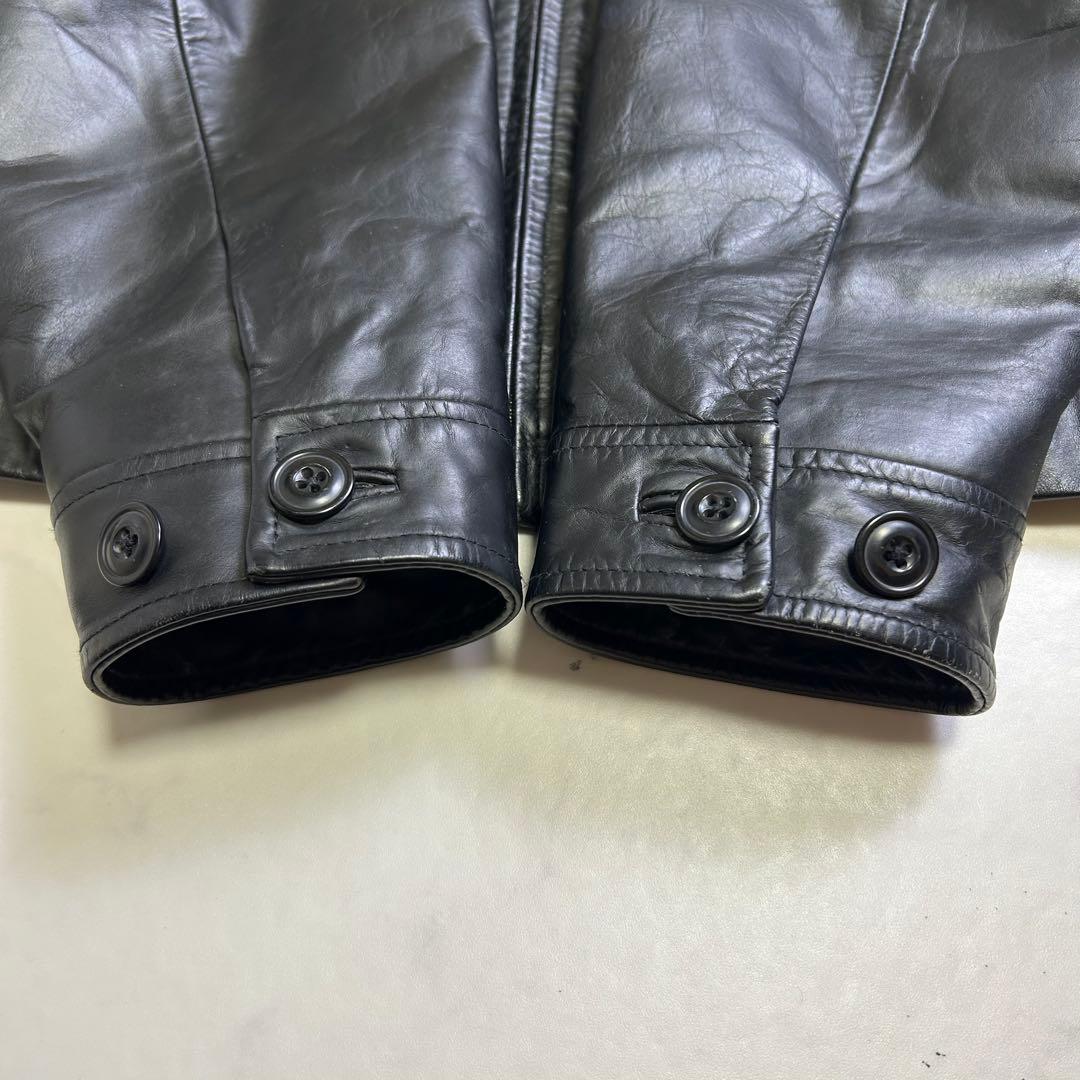 【90s】OLD GAP レザージャケット 黒 L ミニマル 中綿