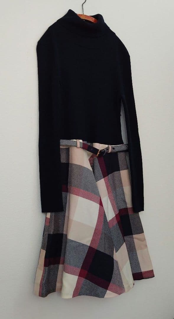 【専用】バーバリーブルーレーベル ニット ドッキング チェック ワンピース 38
