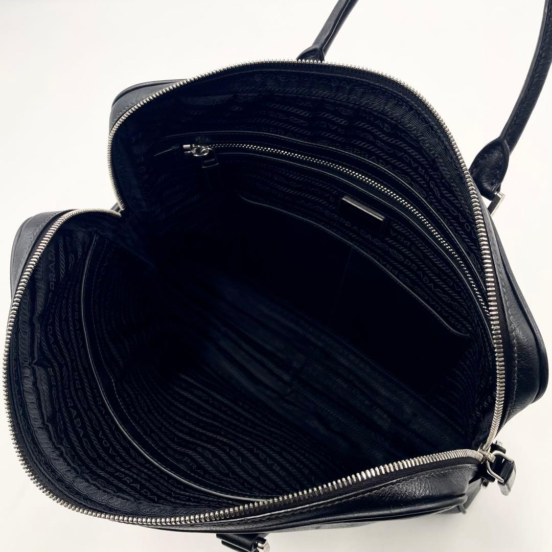 【極美品】プラダ ビジネスバッグ 2way レザー ブリーフ 三角ロゴ Gカード