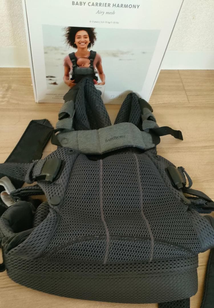 【美品】ベビービョルン ハーモニー 抱っこ紐 アンスラサイト グレー系 メッシュ
