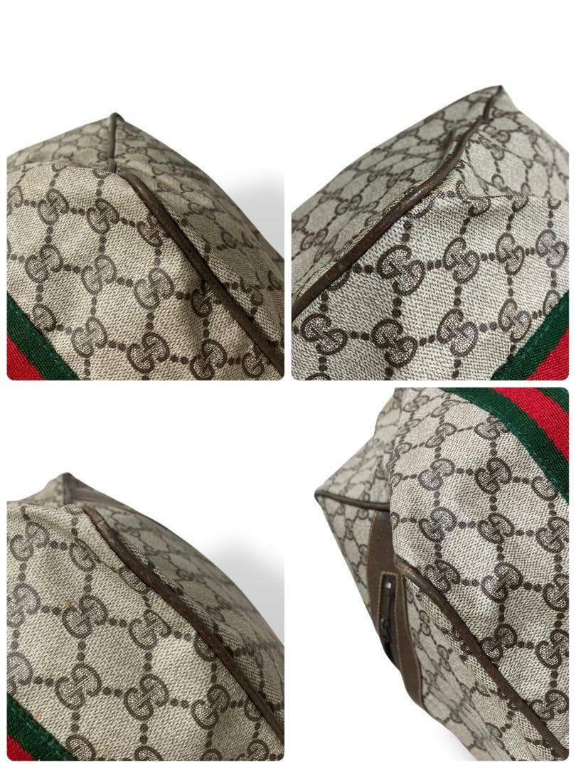 【美品】オールドグッチ　シェリーライン　ボストンバッグ　gg柄　PVC レザー