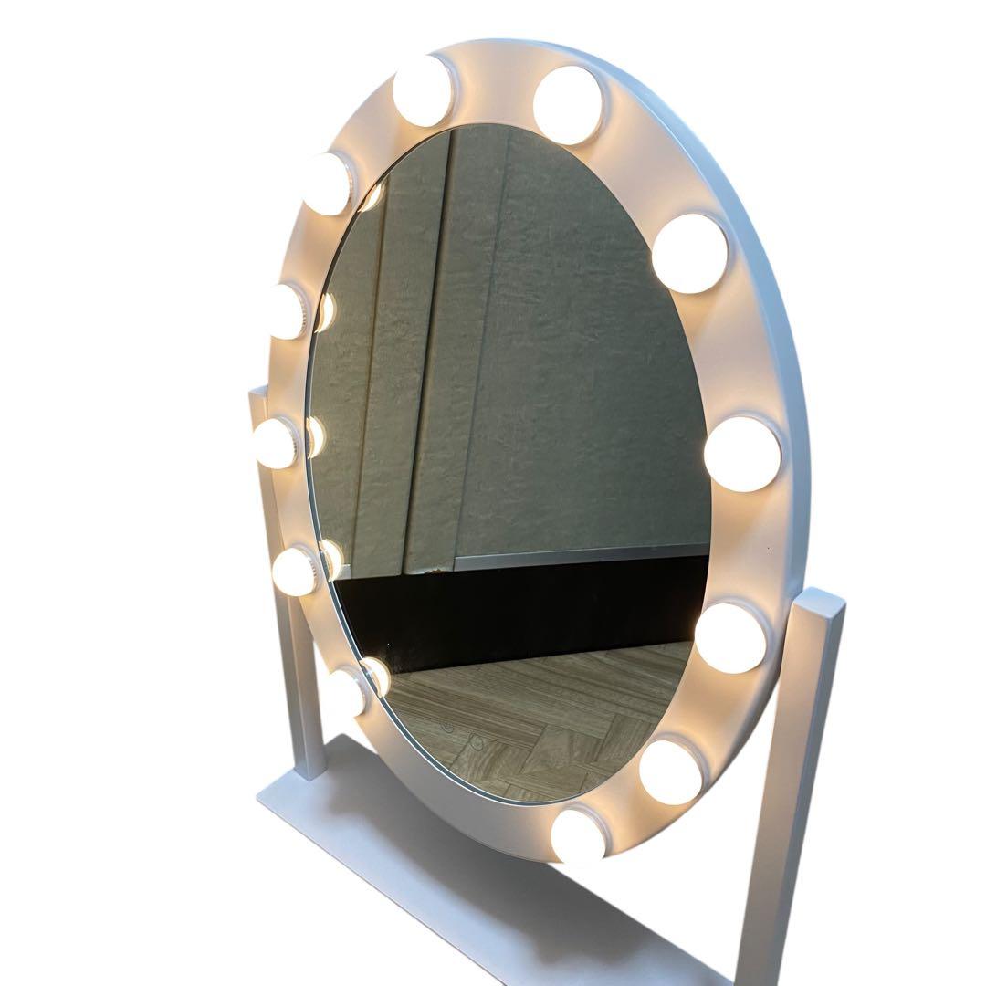 【美品】Francfranc フッツェハリウッドミラーラウンドLホワイト