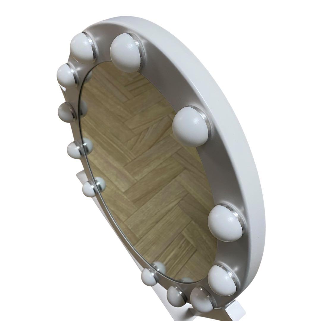 【美品】Francfranc フッツェハリウッドミラーラウンドLホワイト