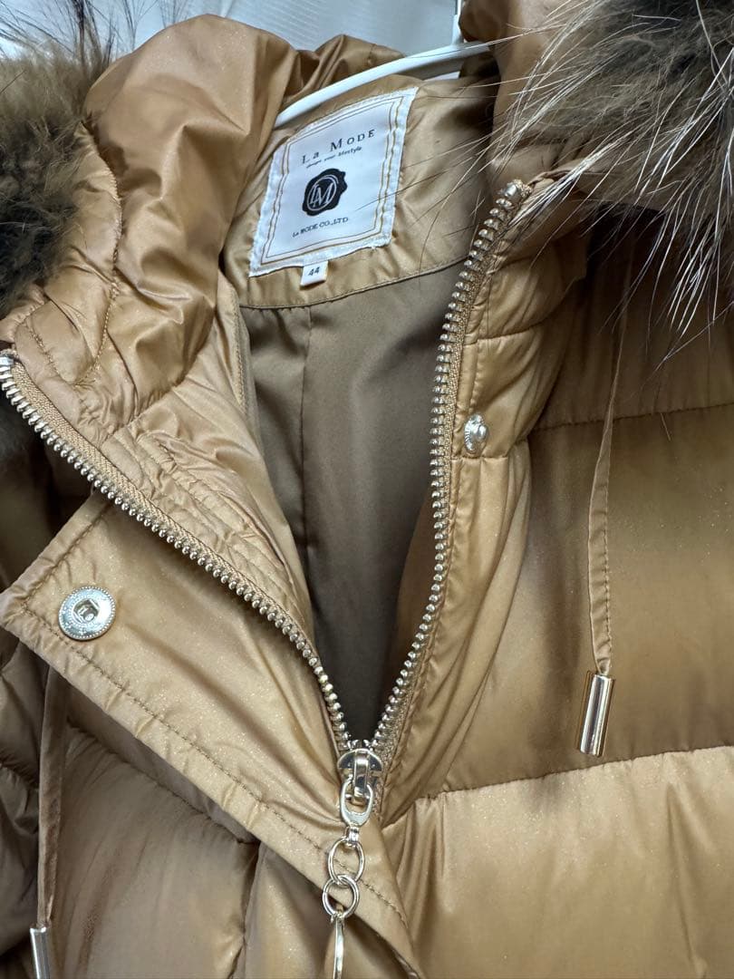La MODE ファー付きダウンコート キャメル　44