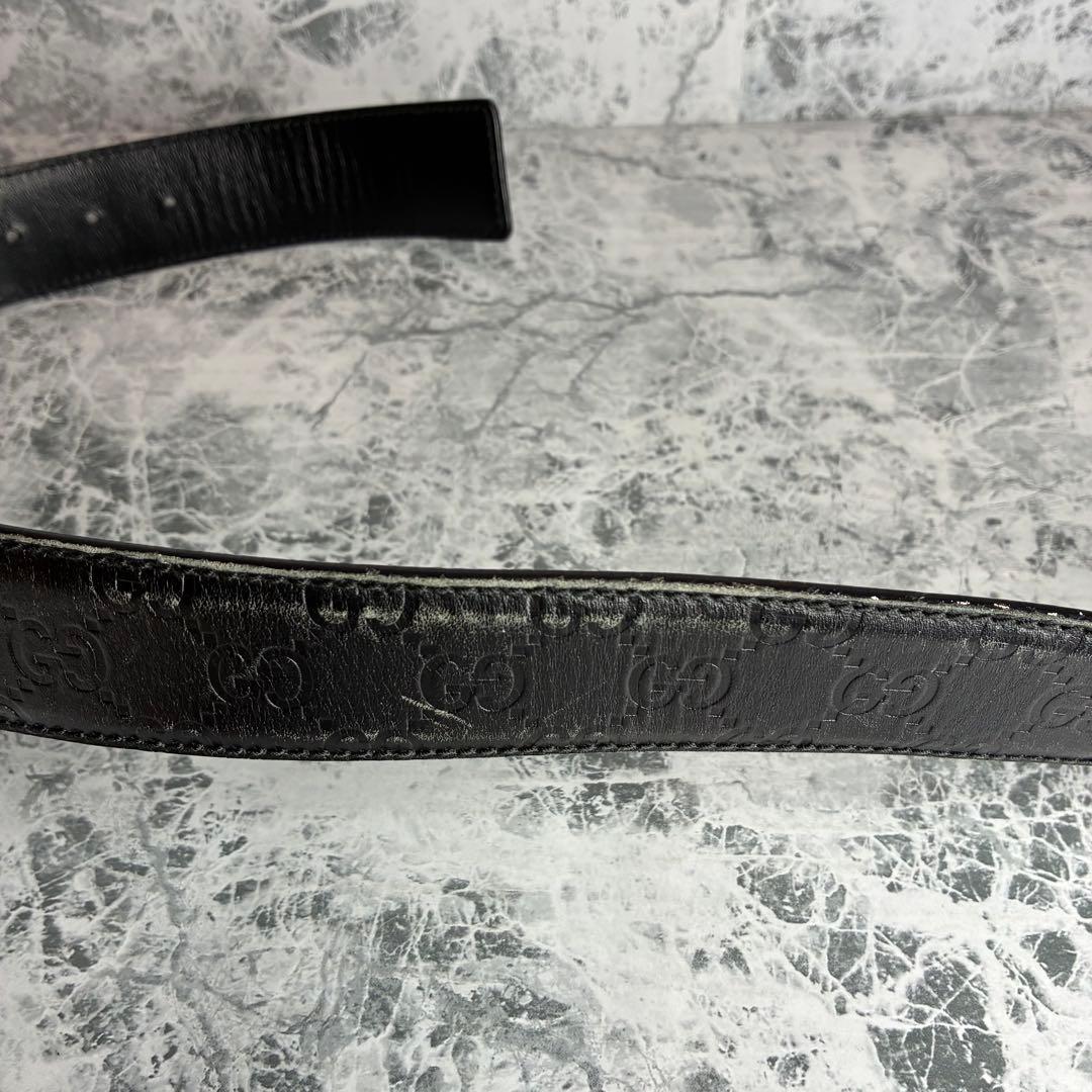 ✨GUCCI✨　グッチ　ベルト　ブラック　黒　　シマレザー　インターロッキングG