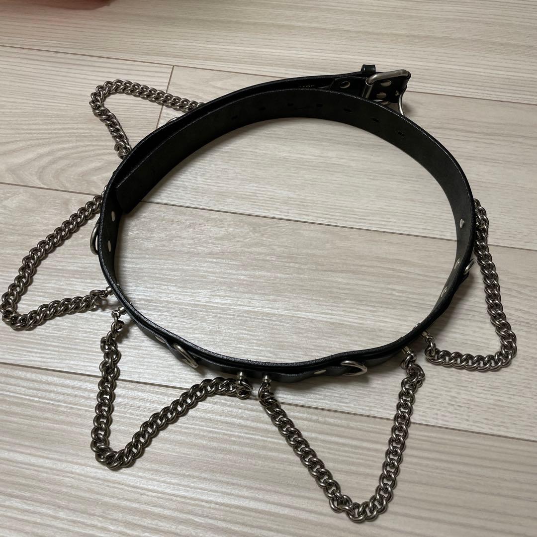ジュンヤワタナベコムデギャルソンチェーンパンクベルトレザー本革ブラックpunk