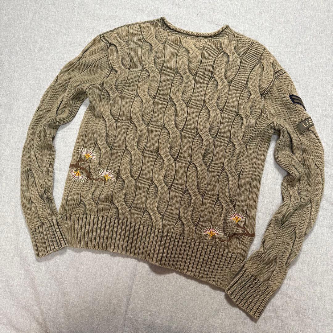 【人気モデル】美品 ラルフローレン コットン ケーブルニット 星条旗 イーグル