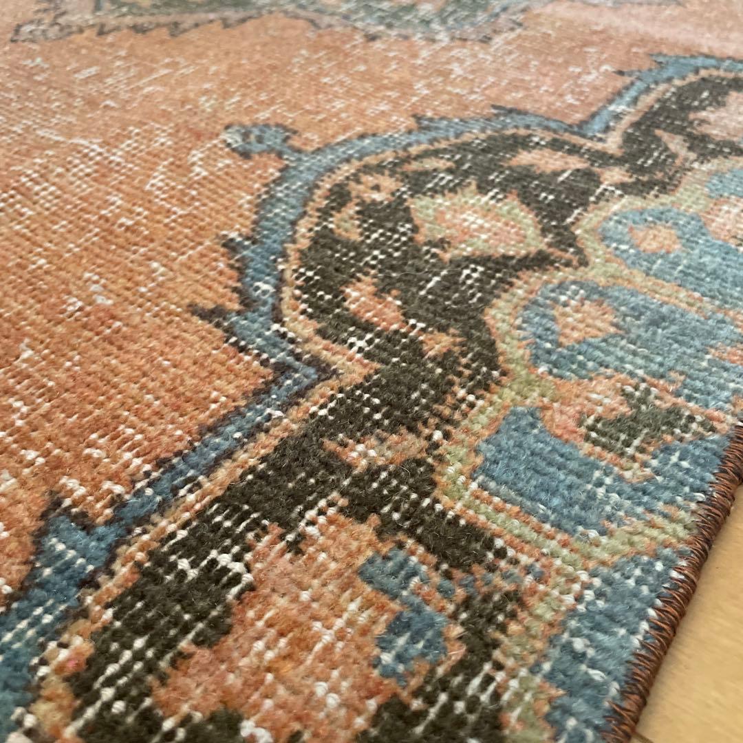 72×86 テラコッタカラー　オリエンタル柄 トルコヴィンテージラグ