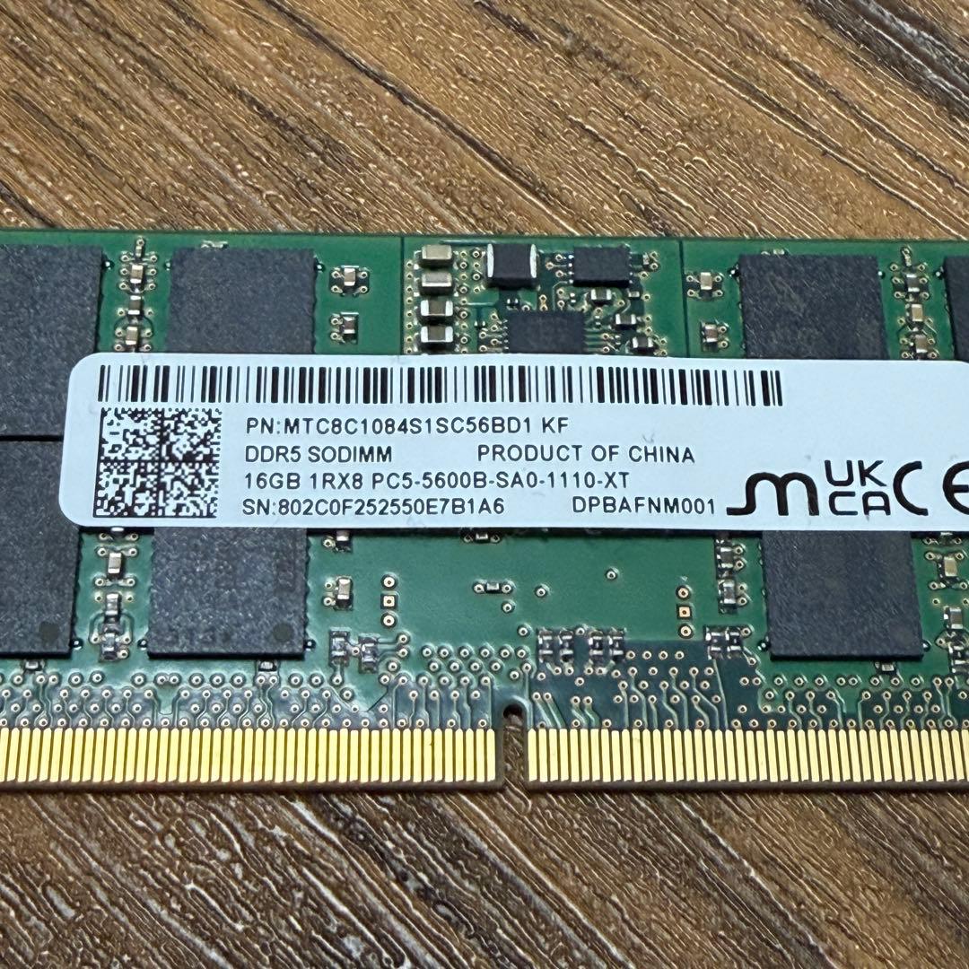 16GB DDR5 SODIMM メモリー PC5-5600B ①