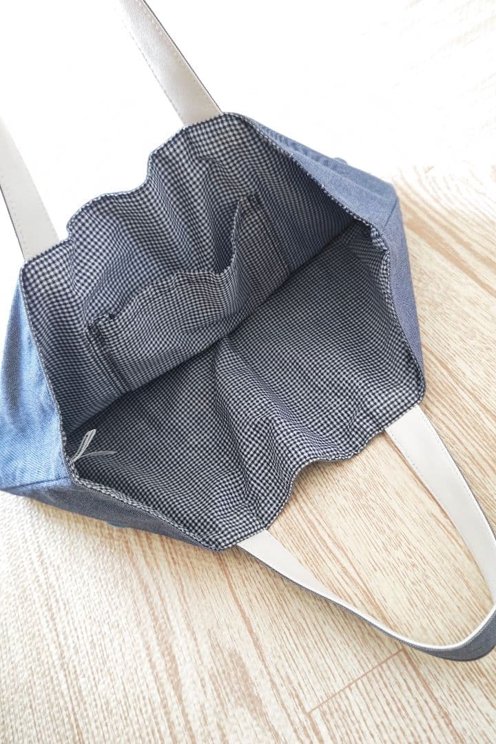 ファミリアfamiliar 70周年マチ付きデニム手提げバック