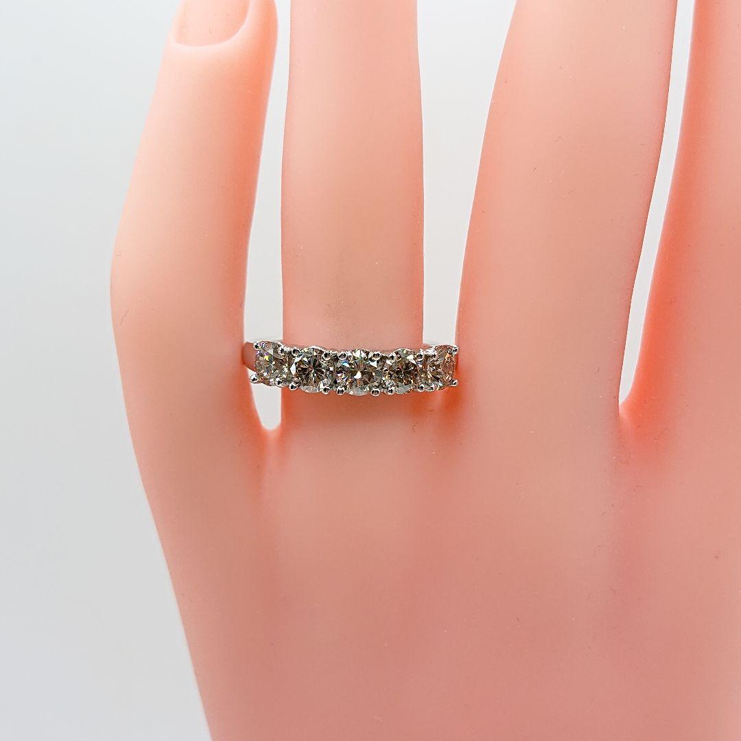 1.5カラット 一文字 5粒天然ダイヤモンドリング プラチナ950 エタニティ