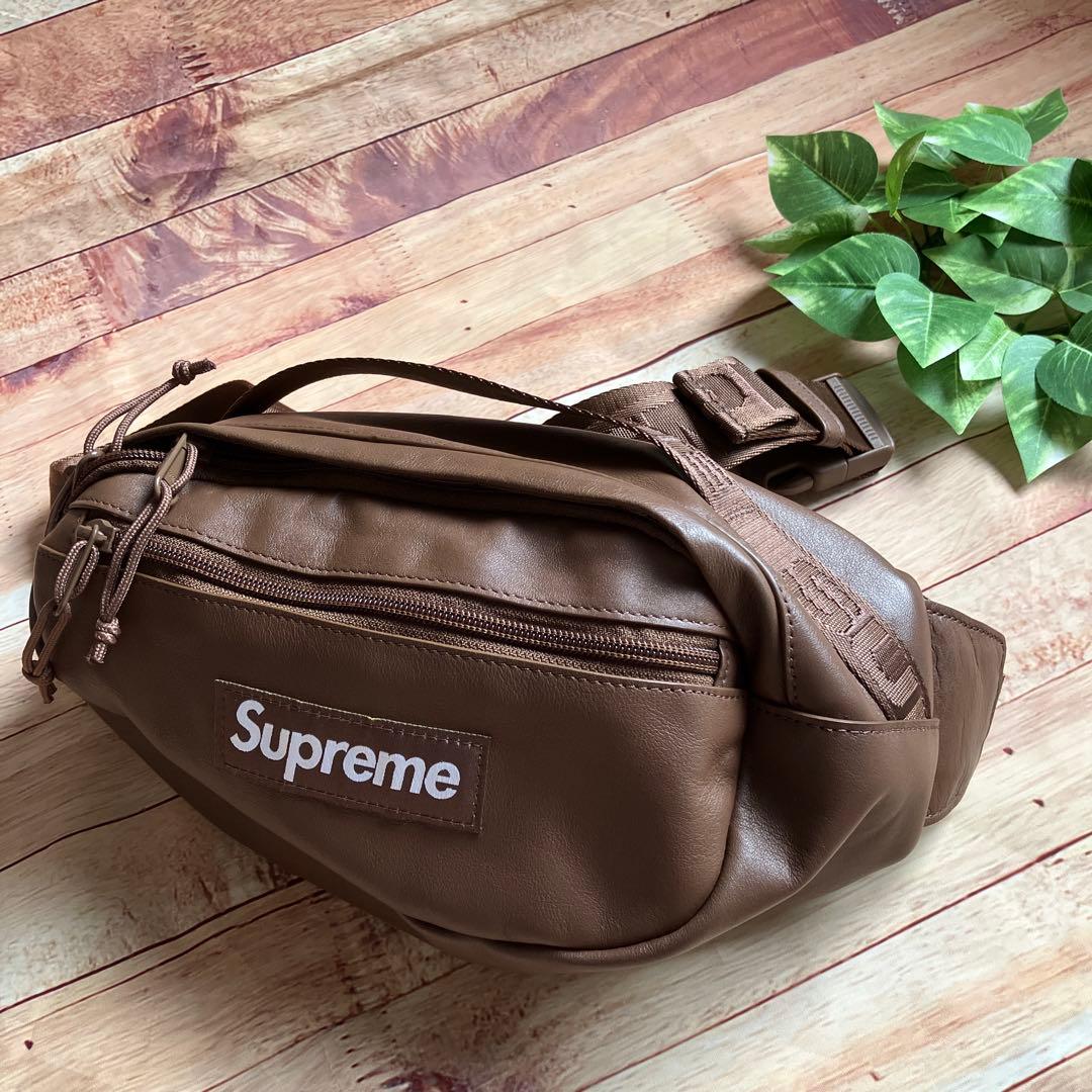 24fw Supreme Leather Waist Bag ブラウン