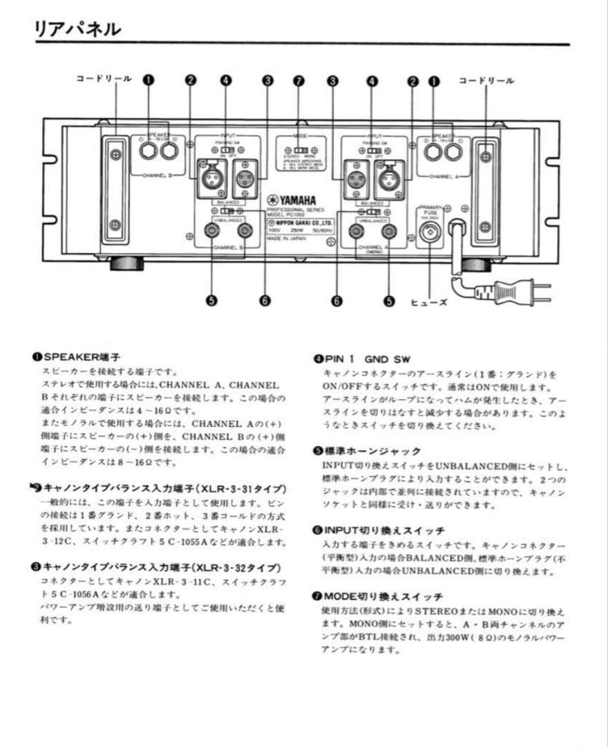 YAMAHA ヤマハ PAパワーアンプ PC-1002 レア！中古現状品！