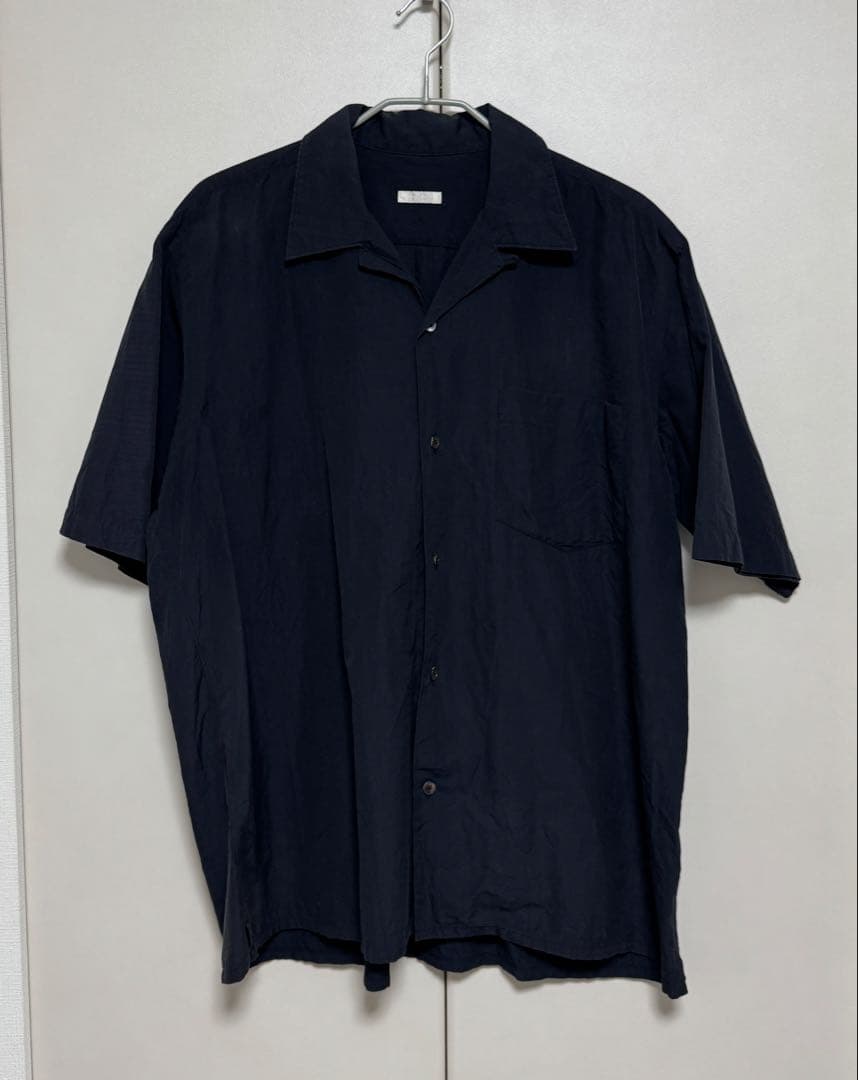 COMOLI コモリ ベタシャン半袖オープンカラーシャツ サイズ2 ネイビー