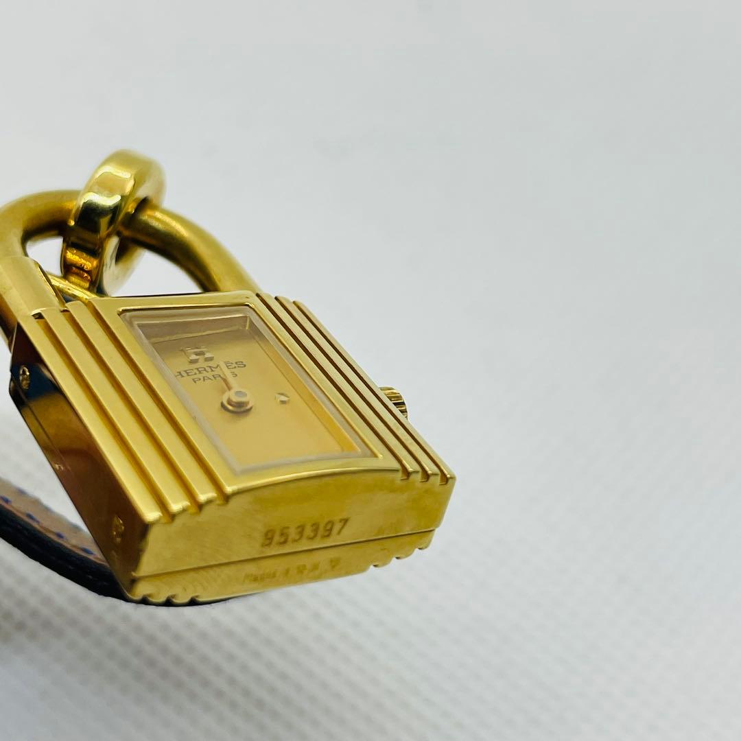 美品HERMES エルメス ケリーウォッチ GP/革 ゴールド文字盤 箱付き