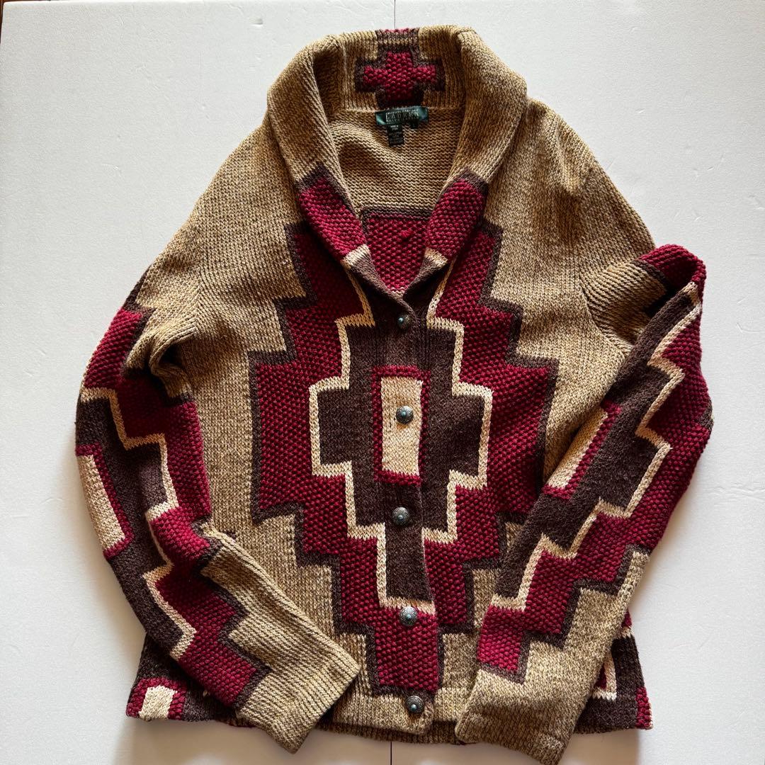 ラルフローレン ネイティブ ハンドニット カーディガン セーター 希少 Lサイズ