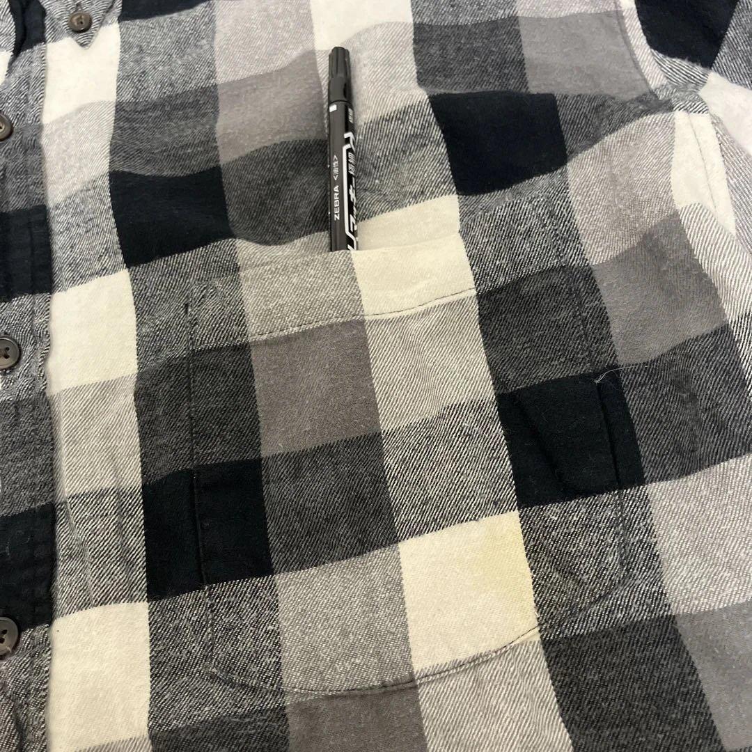 ST.JOHN'S BAY ライトネルシャツ 白黒ブロックチェックXXL 好配色