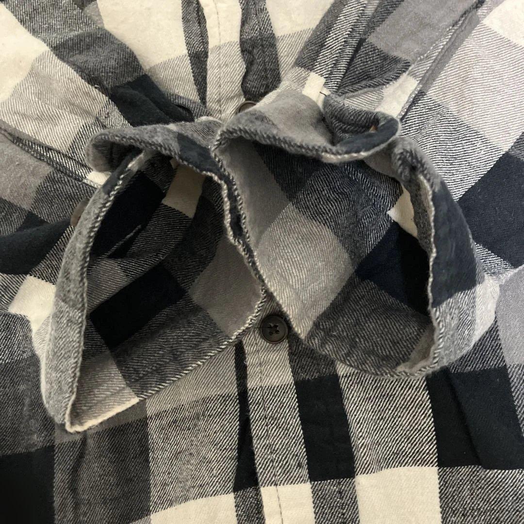 ST.JOHN'S BAY ライトネルシャツ 白黒ブロックチェックXXL 好配色