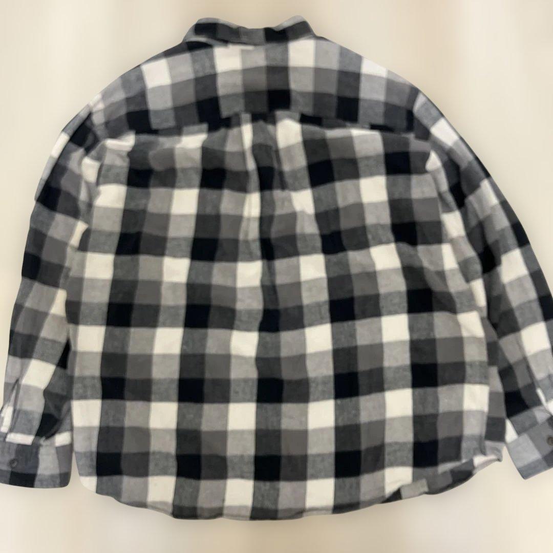 ST.JOHN'S BAY ライトネルシャツ 白黒ブロックチェックXXL 好配色