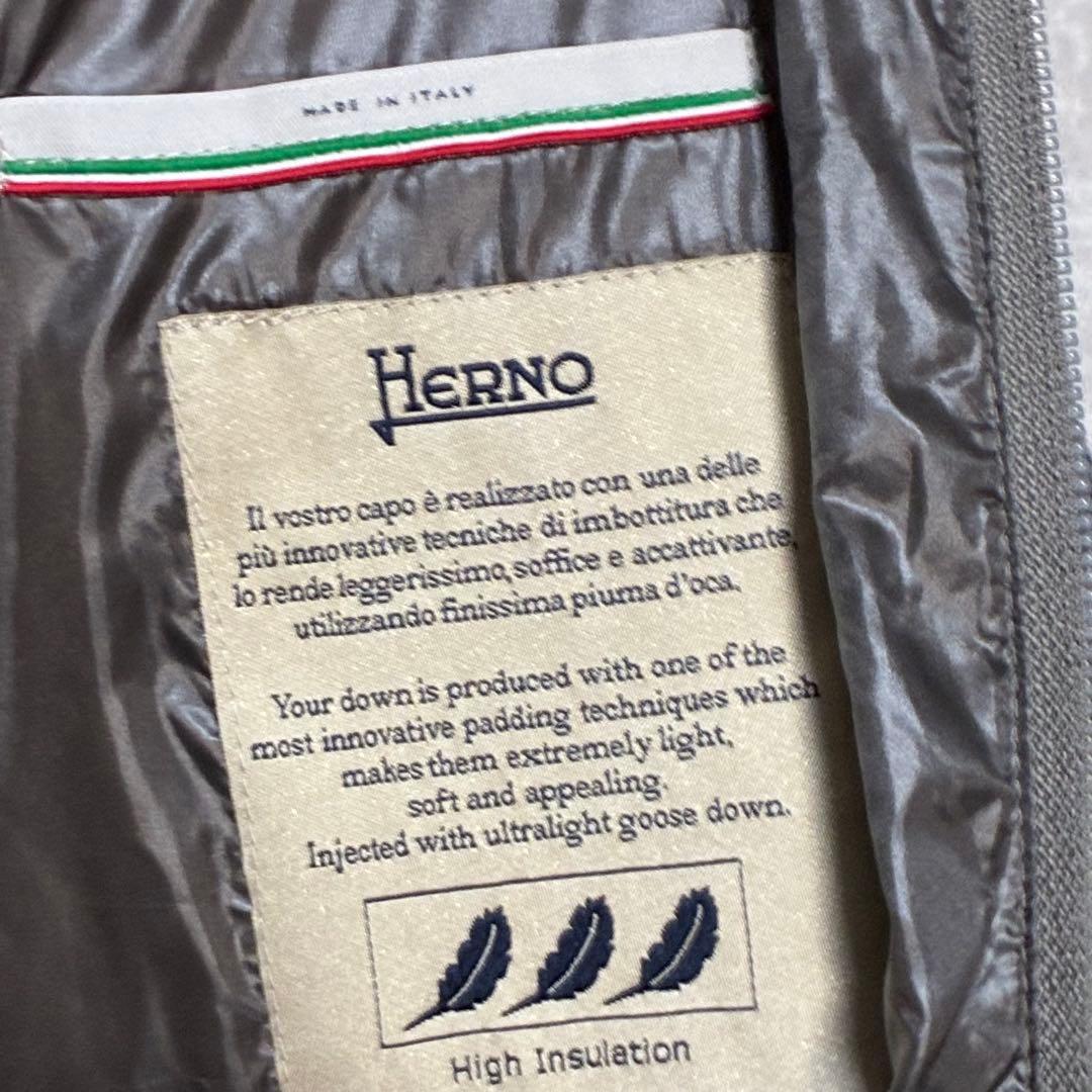 【美品】HERNO　ヘルノ　カシミヤ　シルク　ファー　ダウン　ロング　44