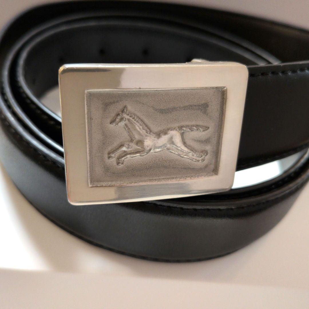 ☆純銀☆49.8g レア レザーベルト 馬 バックル　アンティーク