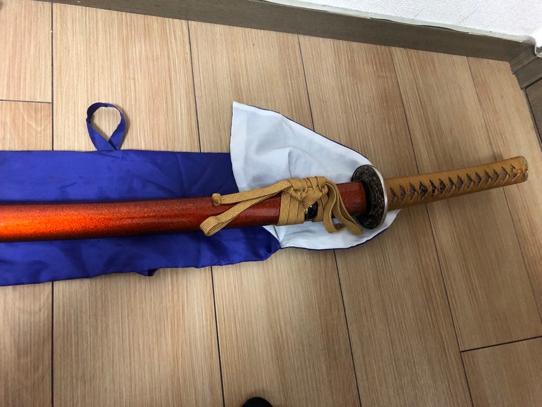 本格居合刀 左文字 左安吉写拵え雲龍楕円鍔刀袋付