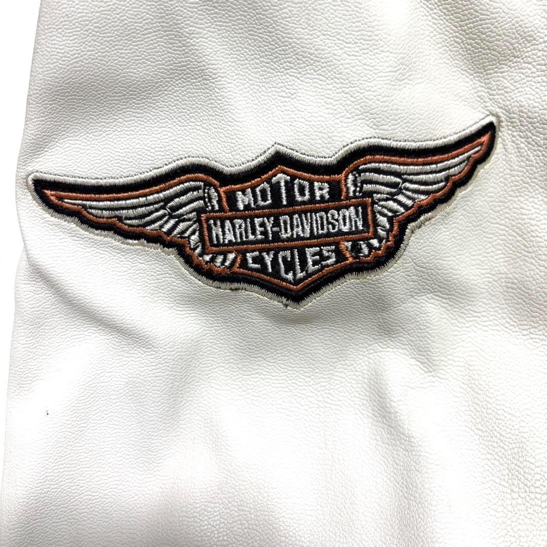 【美品】ハーレーダビッドソン　レザージャケット　レディース　オフホワイト
