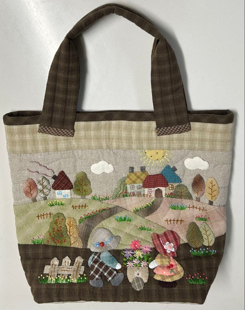 パッチワークスーちゃんのバッグ　裏面ポケット付き