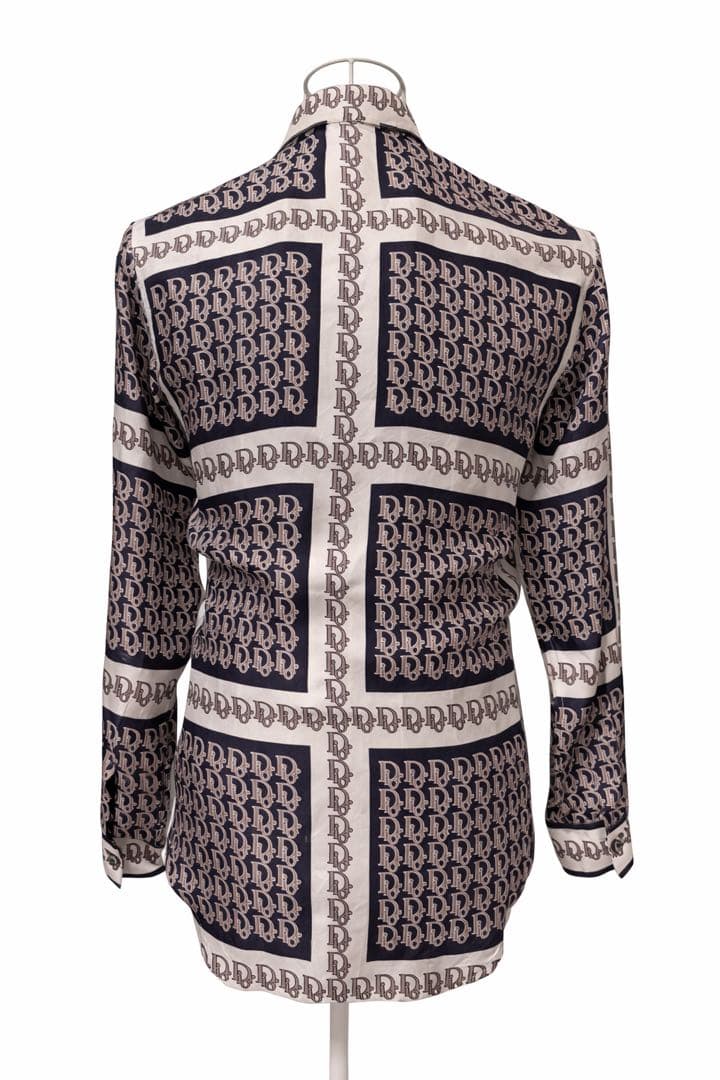 オブリーク総柄シルク長袖シャツ 21SS