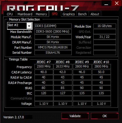 メモリー DDR5-5600 32GB (16GB x 2) hynix A-die