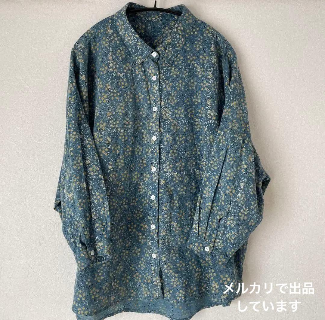 キャリコ アジュラック染め ルーズブラウス ミモザ柄 インド