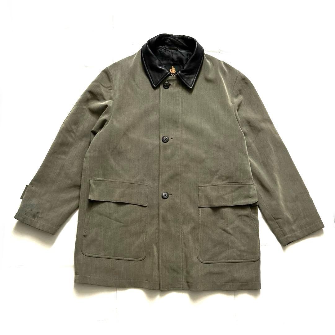 90sヴィンテージLANVINランバンクラシックデザイン革レザー襟コート