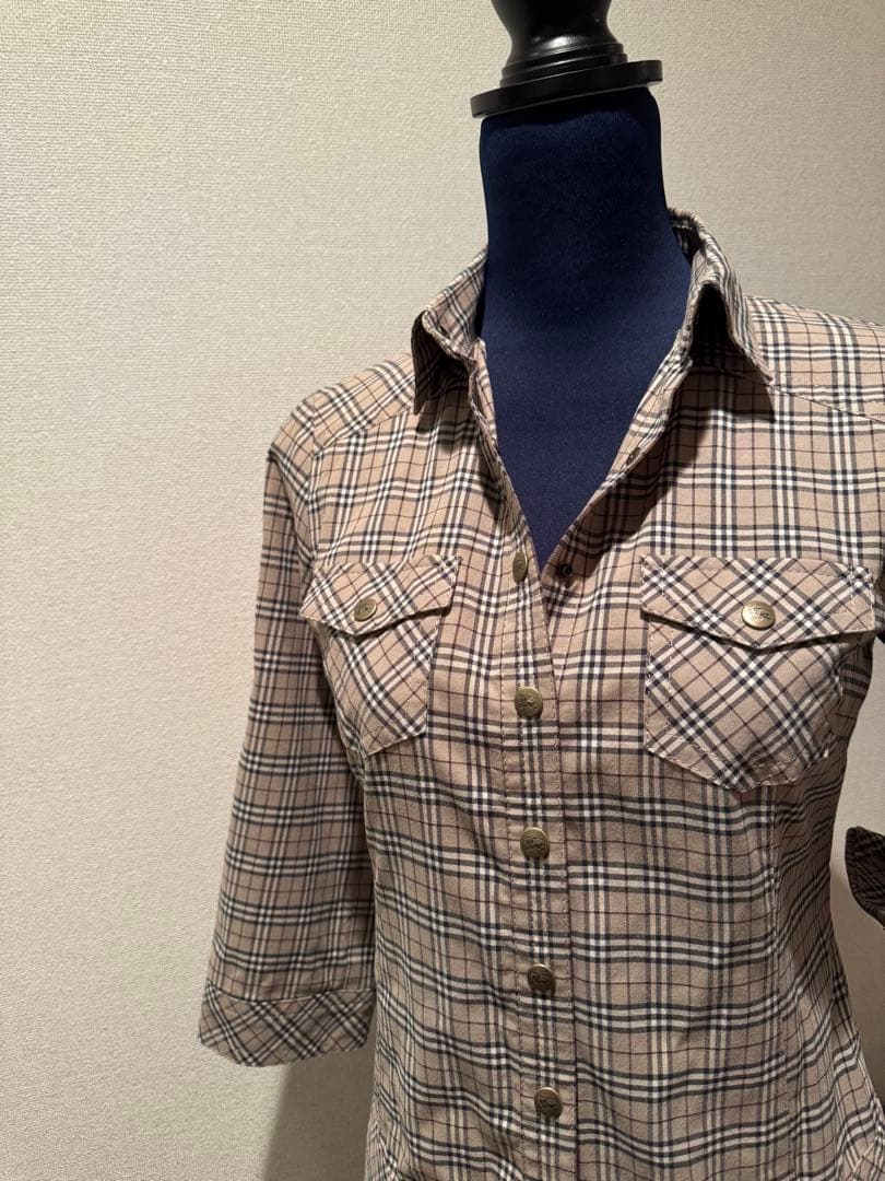 【レア】バーバリー　シャツワンピース　膝丈　ノバチェック　2WAY✨
