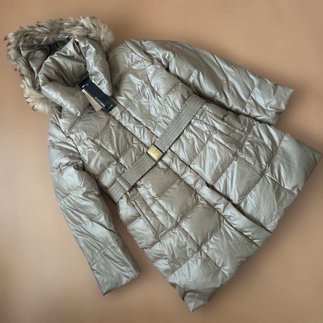 [大きいサイズ46] 東京スタイル　22オクトーブル　ファー付きダウンコート