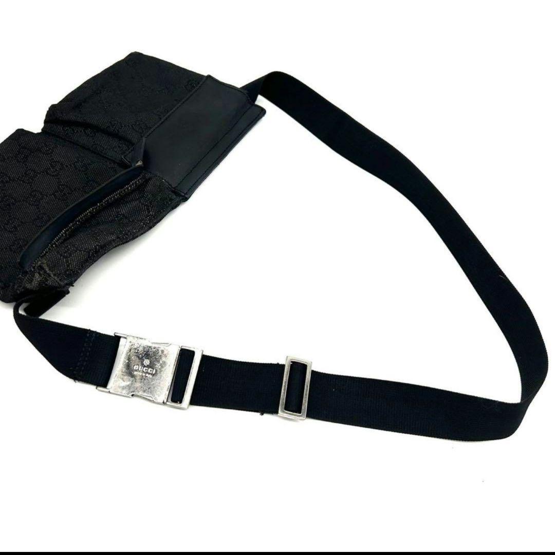 【美品】グッチ ボディバッグ ショルダー GG柄 ロゴ型押し ブラック