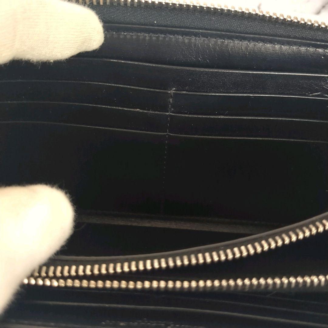 【美品】サンローラン☆YSL　カサンドラ　レザー　ラウンドファスナー　長財布　黒