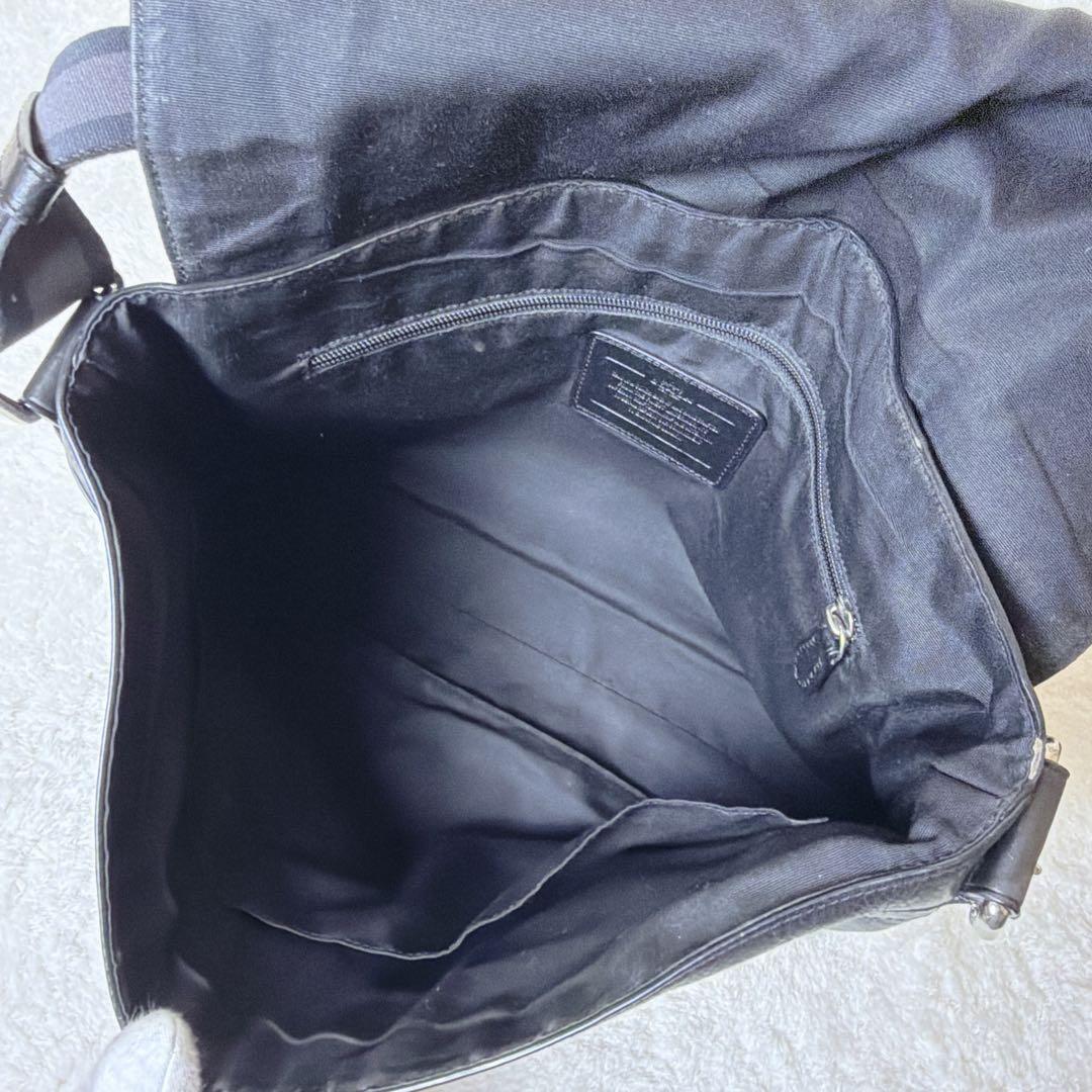 COACH オールレザー メッセンジャーバッグ フラップ メンズ ブラック