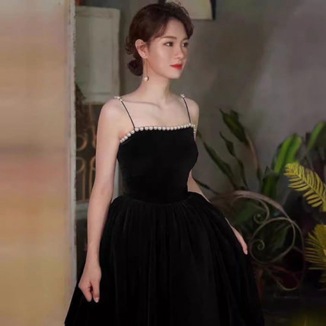 ベロアパールロングワンピースA136