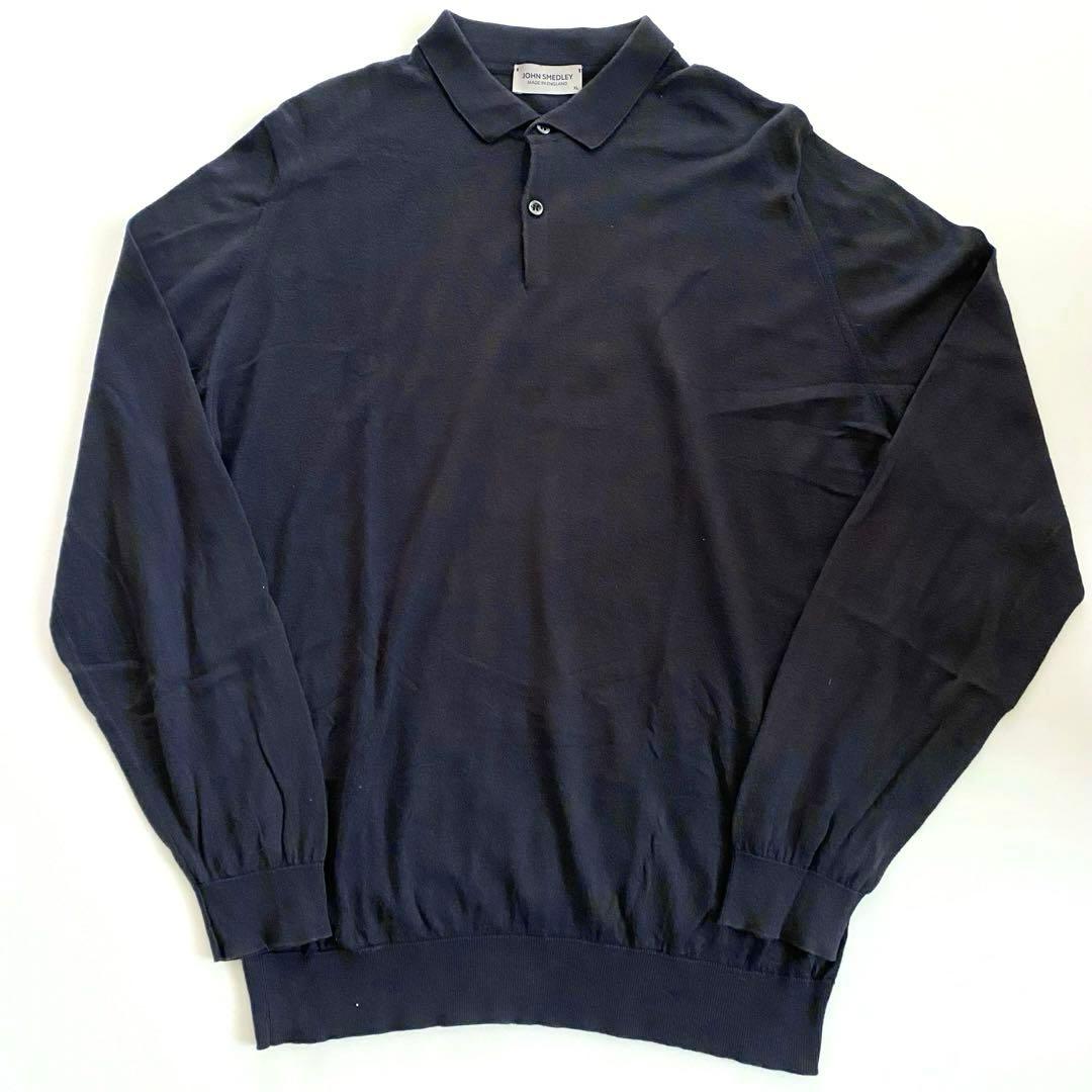 john smedley ニットポロ シーアイランドコットン XL ネイビー