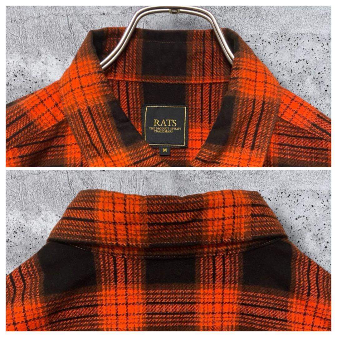 【長瀬智也着用】RATS ラッツ ネルシャツ 橙黒 M キムタク チェック