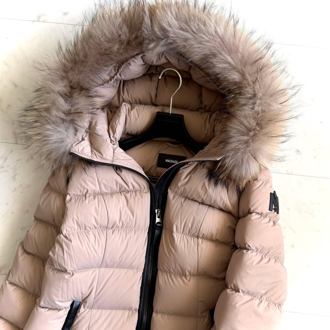 極美品 マッカージュ CALLA-F フードファー付き ロングダウンコート XL