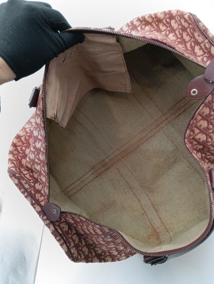 ディオール　トロッター　ボストンバッグ　赤　ヴィンテージ　ECLAIR