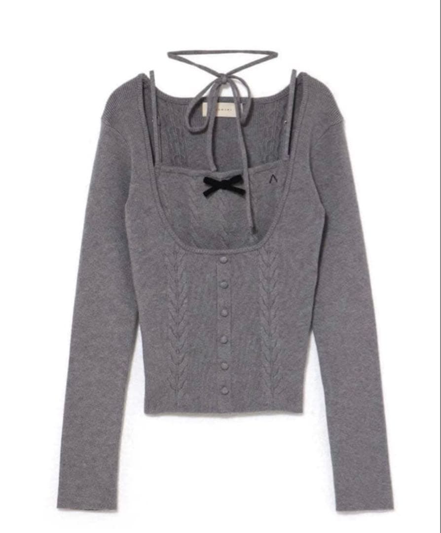 andmary Sharon ribbon tops gray アンドマリー