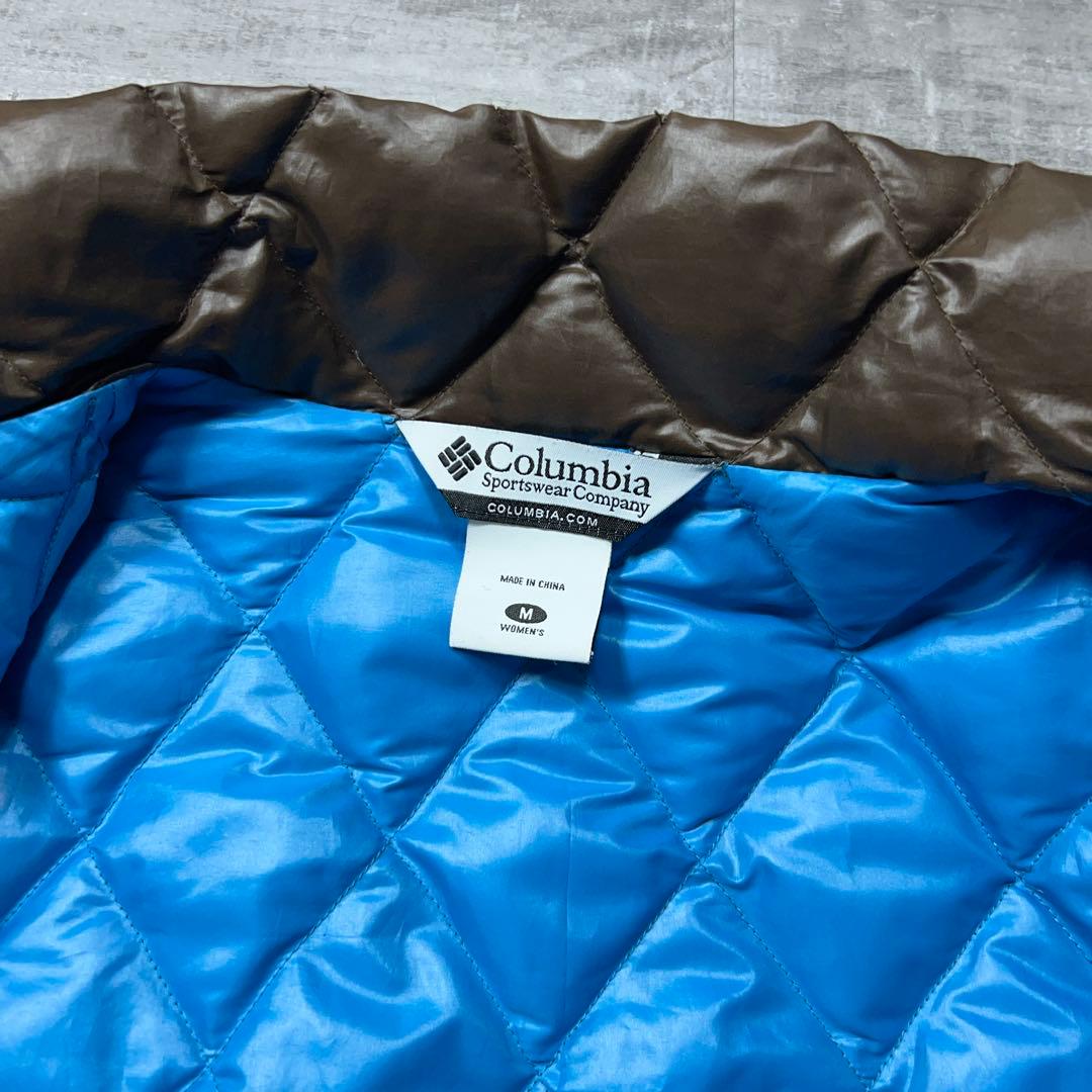 Y2K Columbia ダウンジャケット 光沢 キルティング 短丈 茶 M