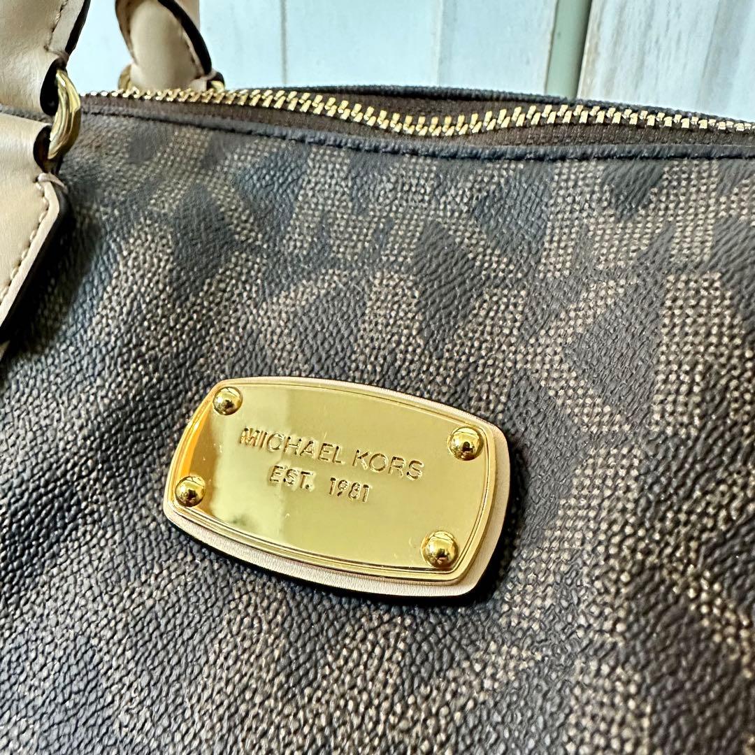 MICHAEL KORS マイケルコース 2way レザー ボストンバッグ 総柄