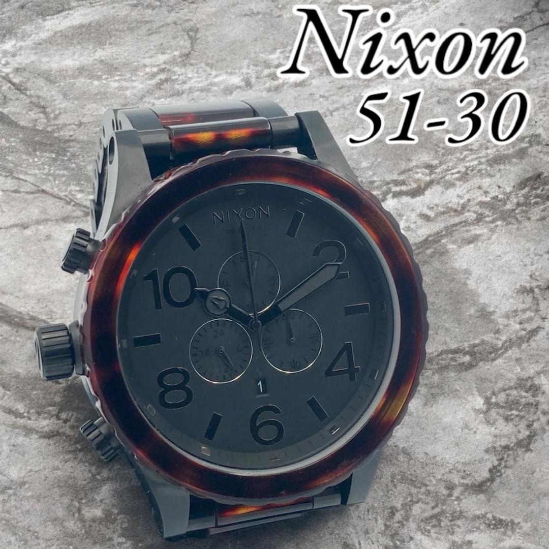 希少カラー NIXON クロノグラフ ビックフェイス べっこう 51-30