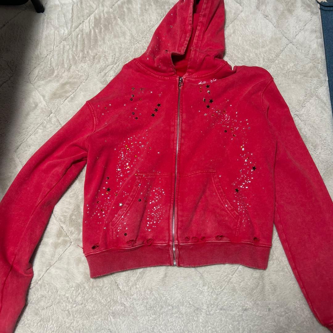 Aelfric Edenラインストーン　ジップアップパーカー